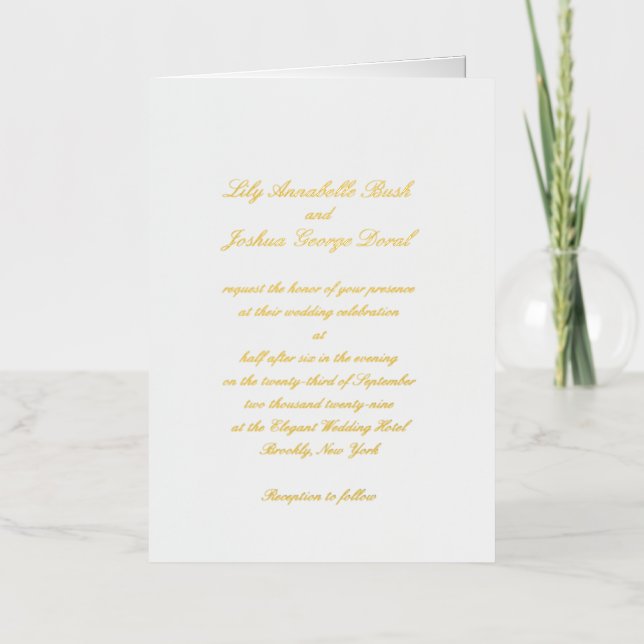 Invitation de mariage classique et intemporelle en (Recto)