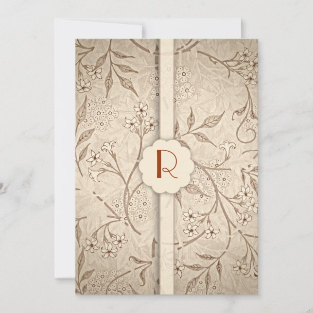 invitation de mariage classique monogramme floral  (Devant)