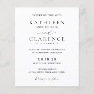 Invitation de mariage classique noir et blanc à pe