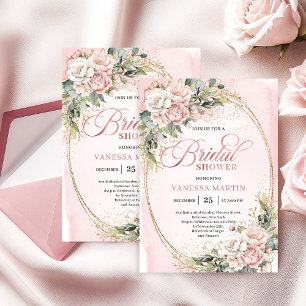 Invitation de mariage classique rose gold eucalypt