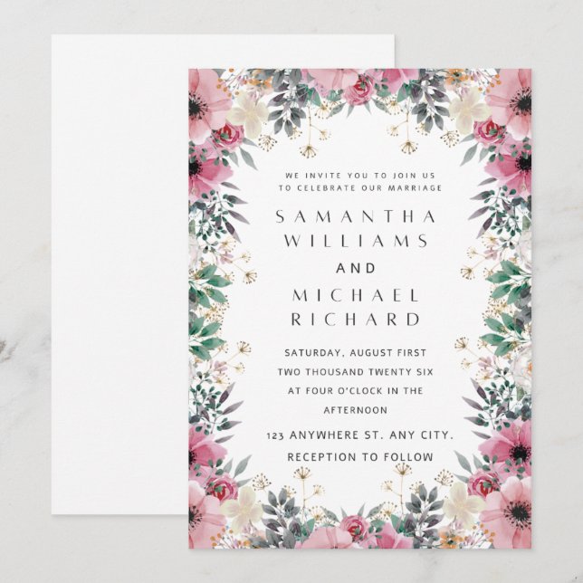 Invitation de mariage classique – Timeless & Sophi (Devant / Derrière)