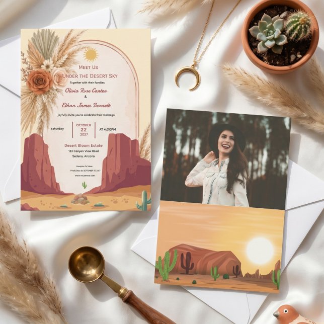 Invitation de mariage classique virale boho désert (Créateur téléchargé)