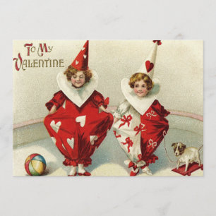 Invitation de mariage Clown Enfants Chien Balle Cœ