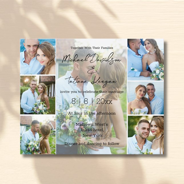 invitation de mariage collage de 7 photos écriture (Créateur téléchargé)