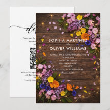 Invitation de mariage colorée à fleur sauvage en b