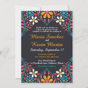 Invitation de mariage colorée à la frontière espag