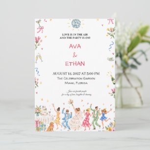Invitation de mariage colorée Danse fantaisiste
