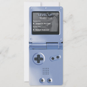 Invitation de mariage console de jeu rétro bleue