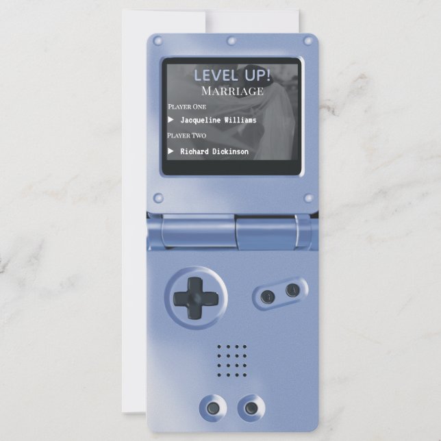 Invitation de mariage console de jeu rétro bleue (Devant)