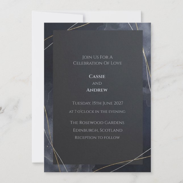 Invitation de mariage Constellation d'étoiles doré (Devant)