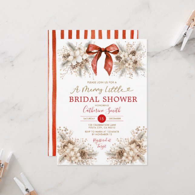 Invitation de mariage Coquette Noël (Devant/Arrière en situation)