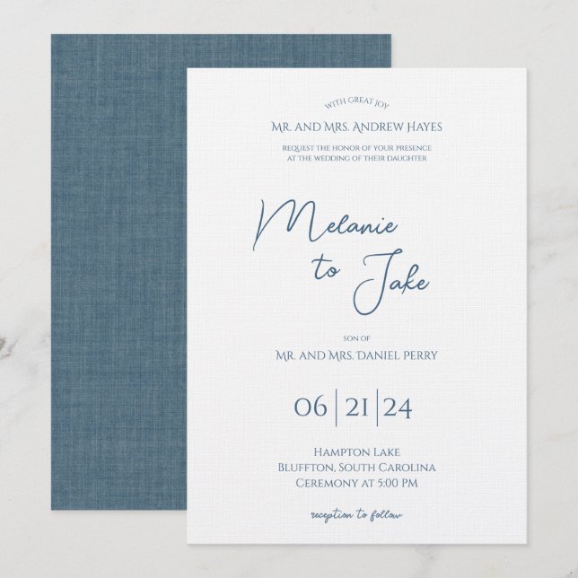 Invitation de mariage côtier (Devant / Derrière)
