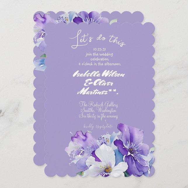 invitation de mariage couleur lavande florale (Créateur téléchargé)