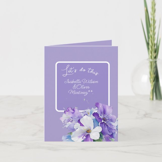 invitation de mariage couleur lavande florale (Devant)