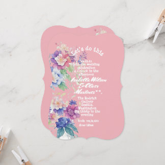invitation de mariage couleur rose floral