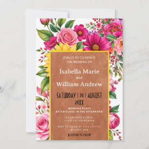 Invitation de mariage Country Pink Orange Floral K