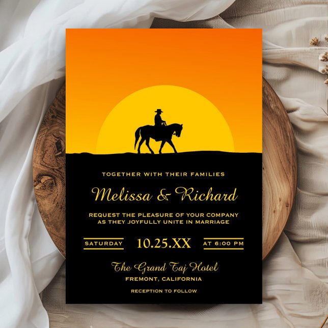 Invitation de mariage Cowboy Sunset Western Wild W (Créateur téléchargé)