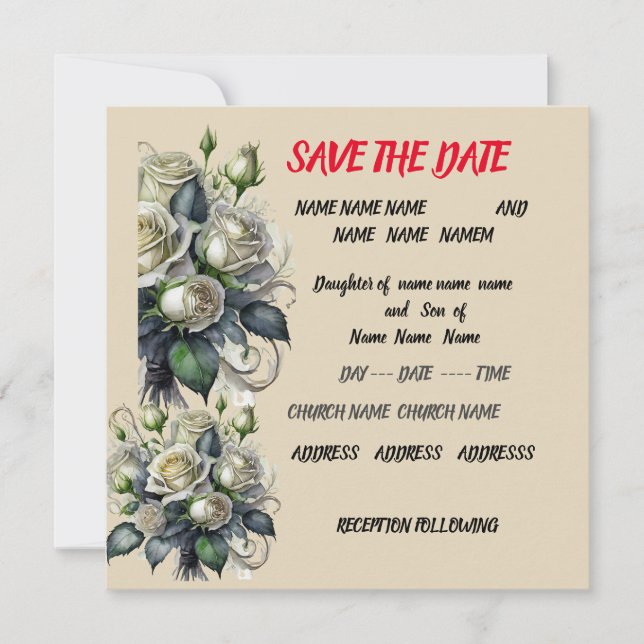 Invitation de mariage crème rose 5x7 SAVE THE DATE (Devant)