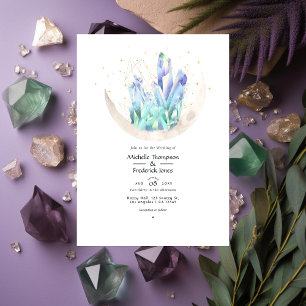 Invitation de mariage Cristaux Aquarelle Géométriq