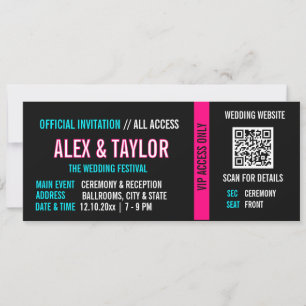 Invitation de mariage Cyberpunk Ticket Neon VIP