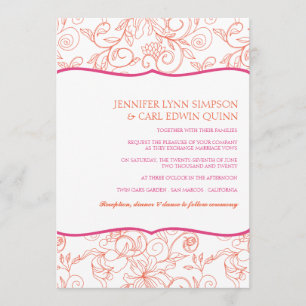 Invitation de mariage Dalia (Orange & Fuschia)