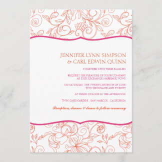 Invitation de mariage Dalia (Orange & Fuschia)