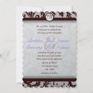 Invitation de Mariage damassé Brown au chocolat pr
