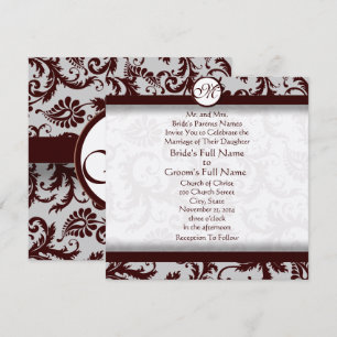 Invitation de Mariage damassé Brown au chocolat pr