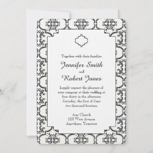 Invitation de Mariage damassé noir et blanc