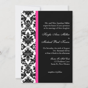 Invitation de Mariage damassé noir et blanc