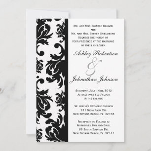 invitation de Mariage damassé noir et blanc