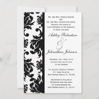 invitation de Mariage damassé noir et blanc