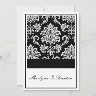 Invitation de Mariage damassé noir et blanc