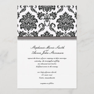 Invitation de Mariage damassé noir et blanc