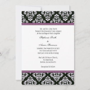 Invitation de Mariage damassé noir et blanc