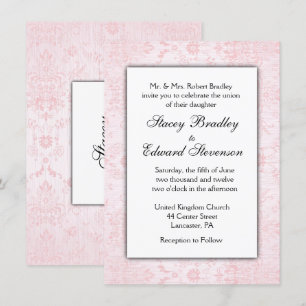 Invitation de Mariage damassé rose