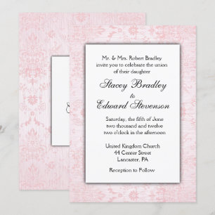 Invitation de Mariage damassé rose