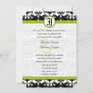 Invitation de mariage damassée Apple Green Black L