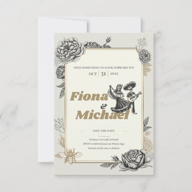 Invitation de mariage Dancing Calaveras (Devant)