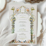 Invitation de mariage dans le jardin botanique vic<br><div class="desc">Cette invitation est une ode romantique à l'amour de l'ère victorienne pour les illustrations botaniques complexes et les motifs ornés du jardin. Une symphonie de fleurs, dans des teintes allant de la lavande délicate à la violette profonde, grimpe sur un piédestal classique, tandis que des oiseaux capricieux dans les teintes...</div>