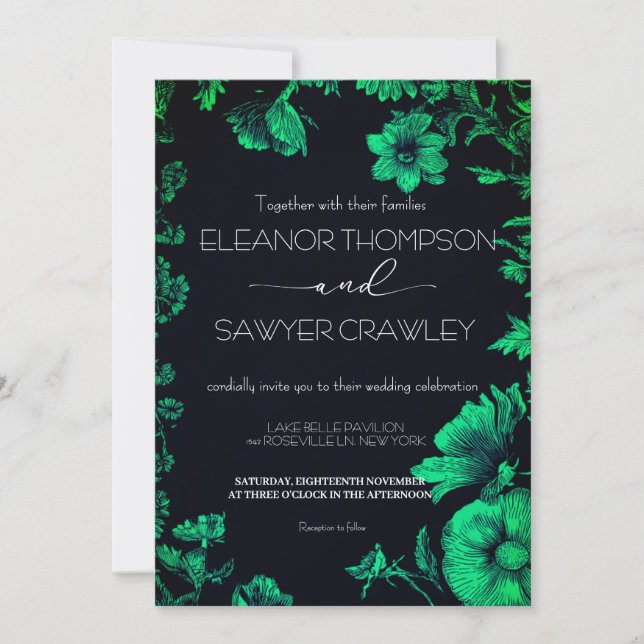 Invitation de mariage dans le jardin verdoyant (Devant)
