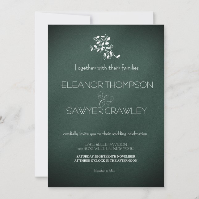 Invitation de mariage dans le jardin verdoyant (Devant)