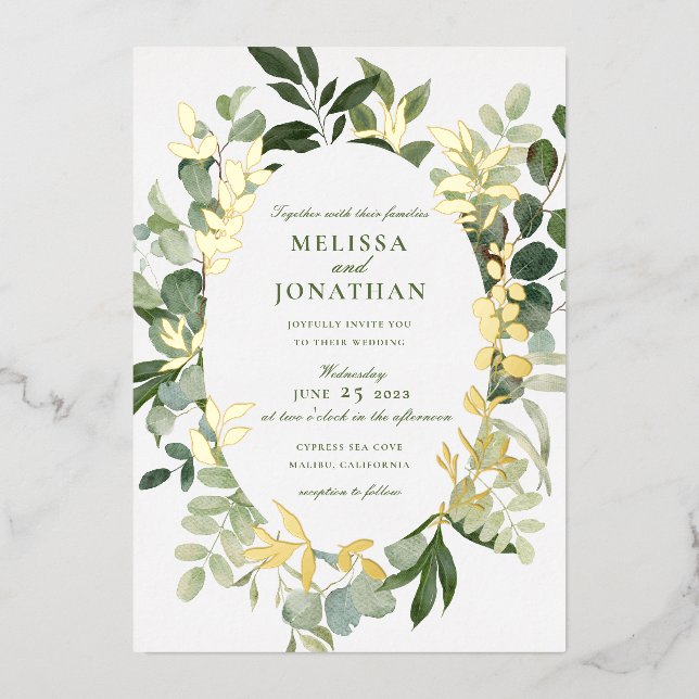 Invitation de mariage dans le jardin vert (Recto)