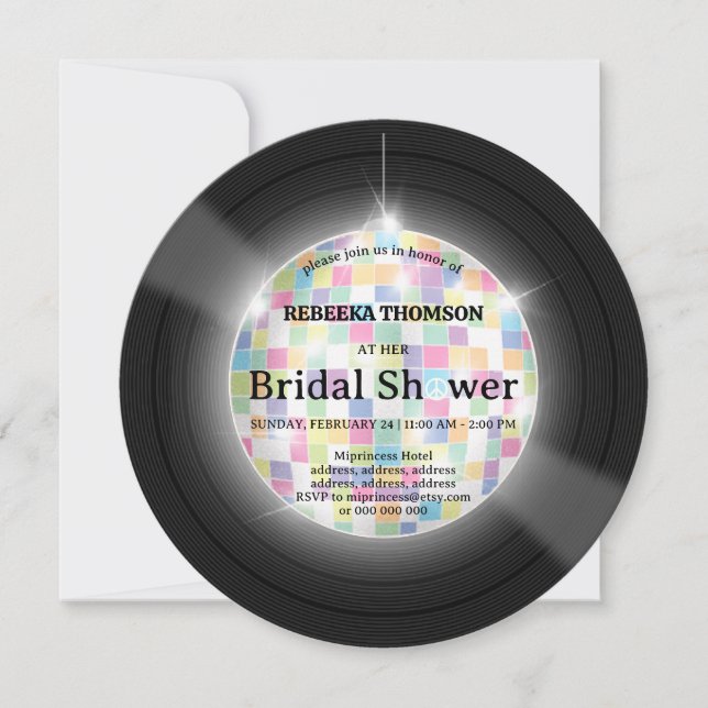 Invitation de mariage dans le style disco rétro su (Devant)