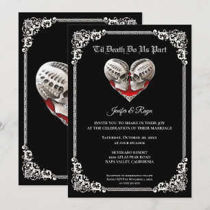 Invitation de mariage Dark Gothic Halloween squele