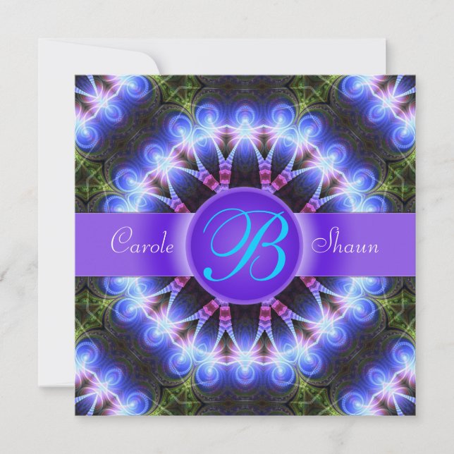 Invitation de mariage d'art fractal Fleur d'Amour (Devant)