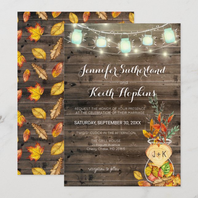 Invitation de mariage d'automne (Devant / Derrière)