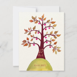 Invitation de mariage d'automne avec sculpture sur