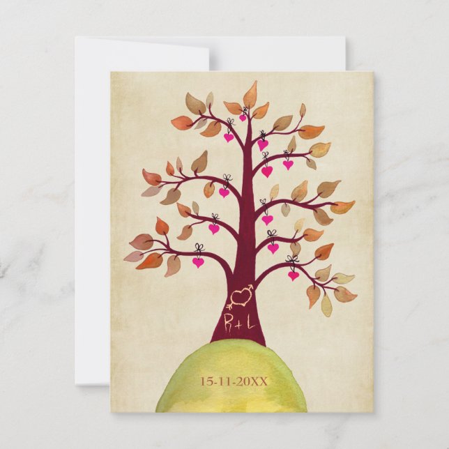 Invitation de mariage d'automne sous les arbres -  (Devant)