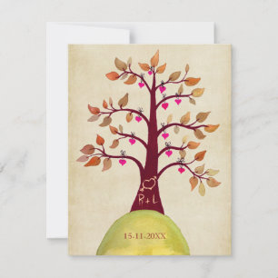 Invitation de mariage d'automne sous les arbres -